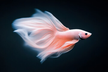 Obraz premium A pink beta fish with a black mouth