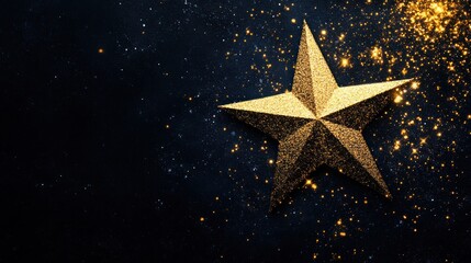 Obraz premium Sparkling Golden Starburst with Bokeh on Black Background
