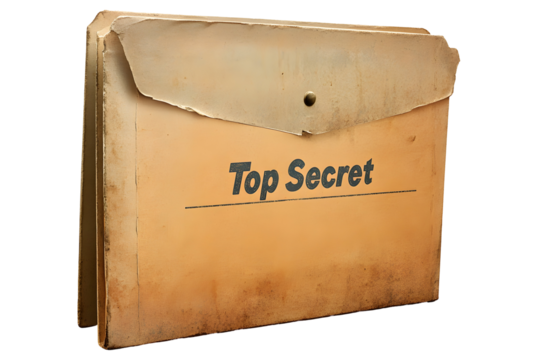 "Top Secret" manila folder, faded vintage style