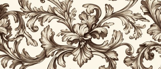 Fototapeta premium Elegant Baroque Rococo Style Ornate Floral Pattern Design