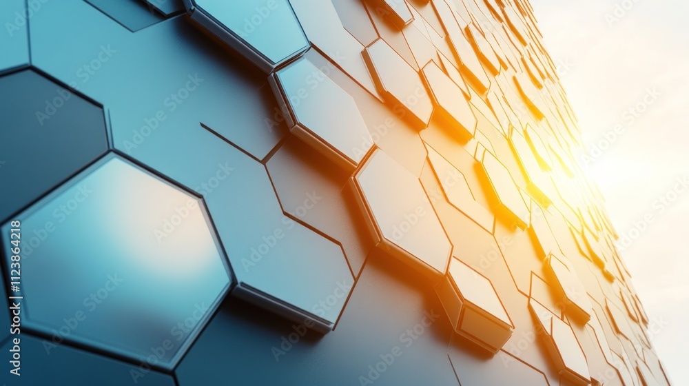 Poster 3d rendering of abstract futuristic hexagon background.