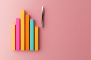 Obraz premium Monthly income analysiscolorful bar graph visualization digital workspace informative content bright environment top-down view financial insights