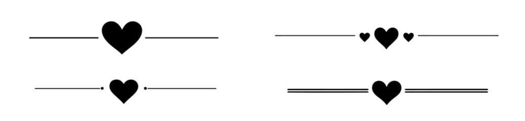 collection of romantic heart-themed text separators