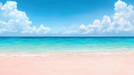 Fototapeta premium A beautiful blue ocean with a pink sandy beach