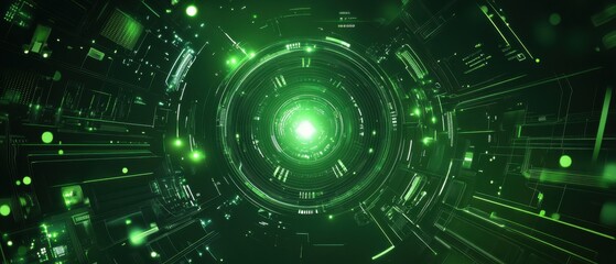 Futuristic Green Technology Tunnel: Abstract Digital Background