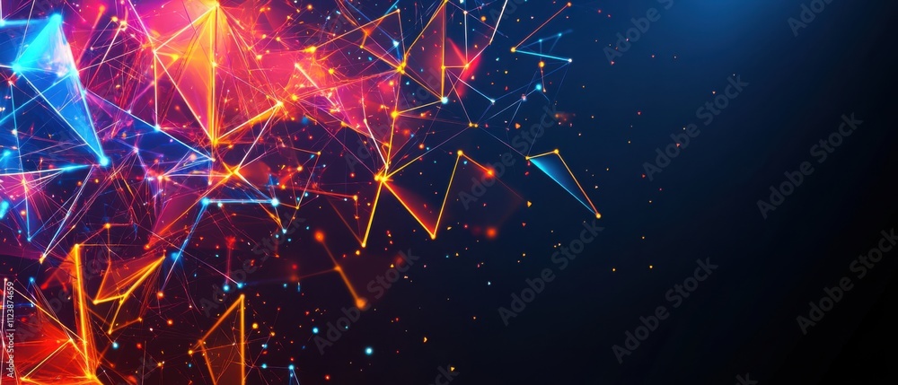 Poster abstract colorful network connection, digital data flow, technology background