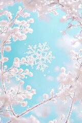 Naklejka premium Snowflake wonder in a winter wonderland christmas background nature photography frozen beauty close-up serene concept