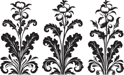 Obraz premium Turnip plant in art nouveau decoration, corner border, black and white illustration,
