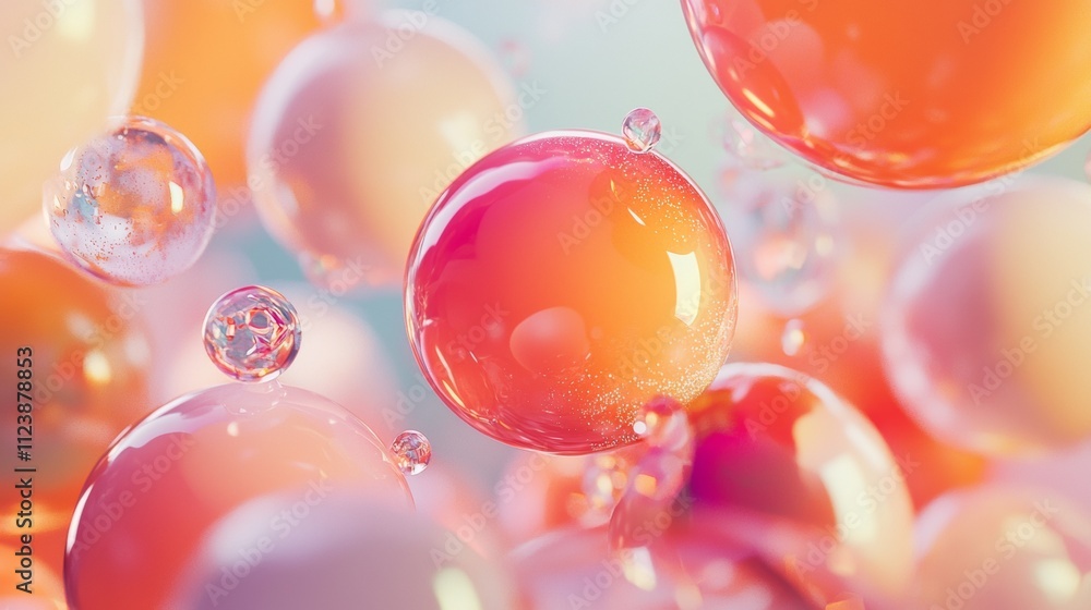 Aufkleber abstract colorful bubbles floating in soft light