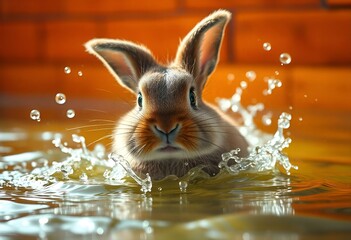 rabbit in the water