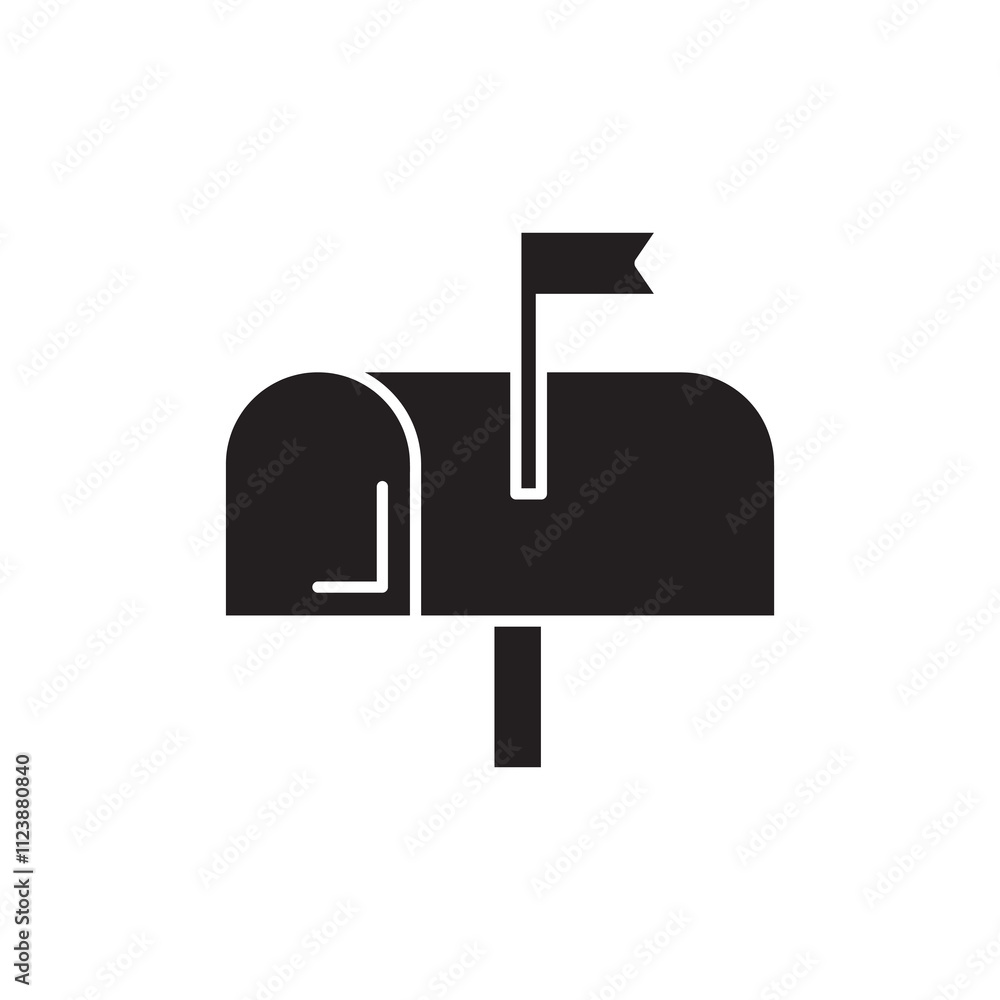 Poster mailbox vector flat black simple trendy style illustration for web and app..eps