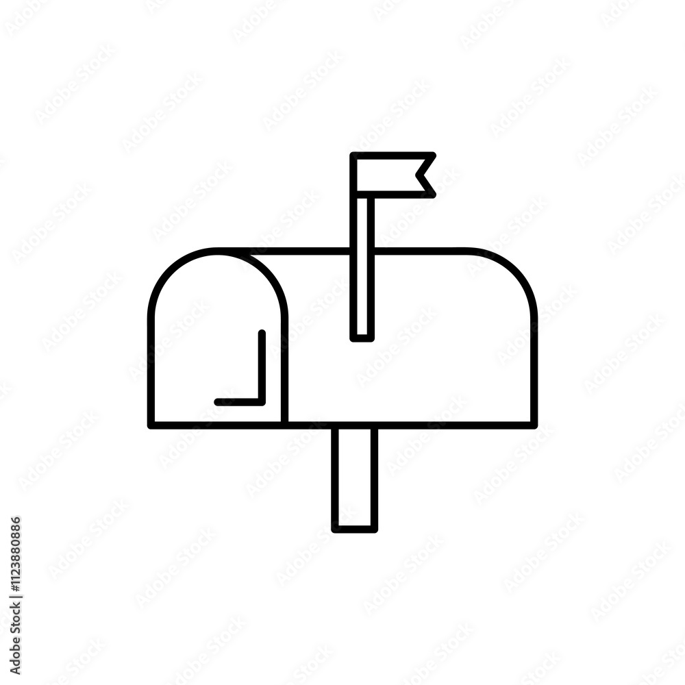 Poster mailbox line icon, vector flat black simple linear illustration for web and app..eps