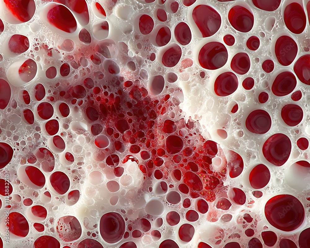 Aufkleber a close up of a red and white blob with red spots