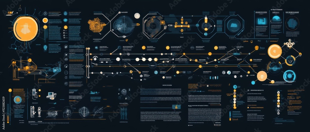 Poster Futuristic Technology Interface: Abstract Digital Data Visualization