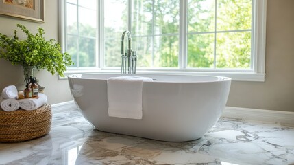 Fototapeta premium Beautiful Luxurious Bathroom With Natural Light