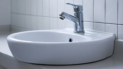 Fototapeta premium Modern Round Washroom Sink with Faucet Design