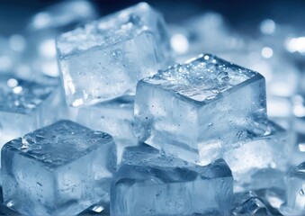 Macro Ice Cubes. Chilled Luxury and Dramatic Aesthetics. 