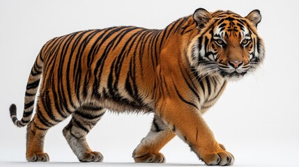 Obraz premium Majestic tiger walking, isolated on white background. (1)