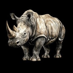 Fototapeta premium Watercolor Illustration of a White Rhino