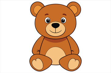 Fototapeta premium brown teddy bear sits on a white background, toy, cartoon, bear vector, silhouette.