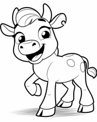 Obraz premium Coloring book for children, coloring animal, cow, bull.