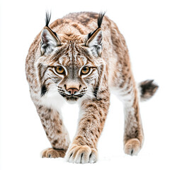 Obraz premium Eurasian lynx isolated on white background