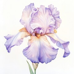 Watercolor painting of a lavender iris.