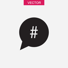 Obraz premium Hashtag icon in speech bubble.vector flat black trendy style illustration for web and app..eps