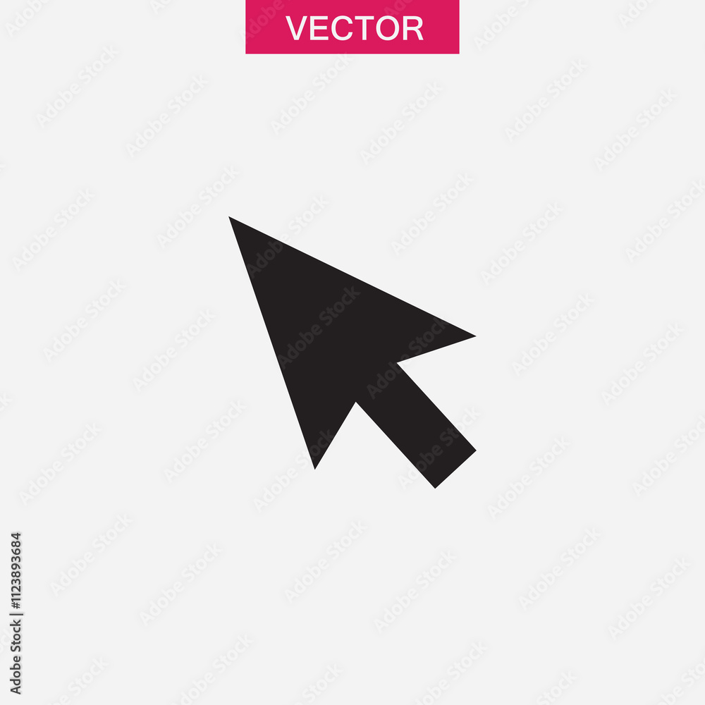 Poster pointer, cursor, arrow icon vector flat black linear illustration for web and app..eps