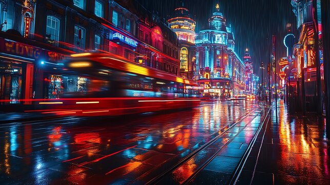 Vibrant nightlife action in london cityscape photography urban view