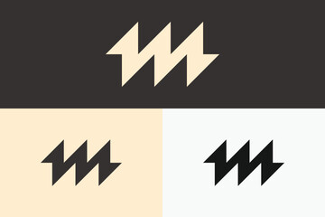 Modern M letter logo in lightning zigzag shape depicts momentum, suitable for technology company brand identity