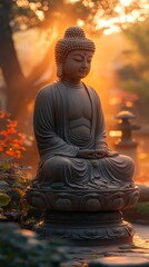 Fototapeta premium Buddha Sculpture, Centering Reality, Realistic, Light and Shadow