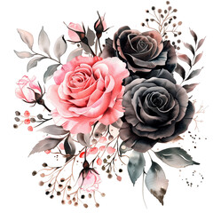bouquet of roses on a white background PNG file for Wedding