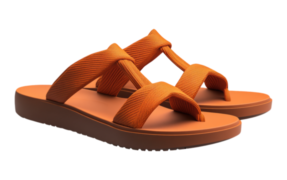 Stylish Orange Flip Flops on Transparent Background