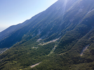 Aerial view of Pirin Mountain near Muratov peak, Bulgaria
