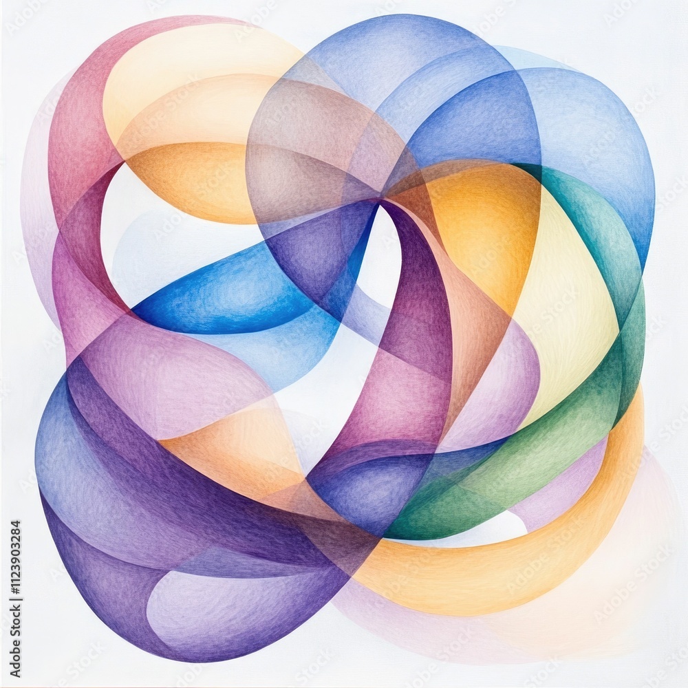 Poster mesmerizing watercolor abstract of dynamic geometric patterns flowing colorful lines and shapes crea