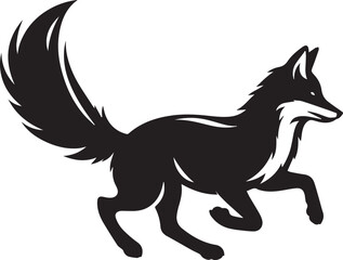 A silhouette of a fox running at full speed with its tail lifted high vector