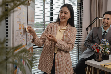 ux developer and ui designer brainstorming about mobile app interface wireframe design in the...