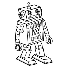 vintage cute toy robot illustration