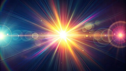 Fototapeta premium Real lens flare with strong sun backlight and light leaks, lens flare, sun backlight, light leaks, real, natural, photography
