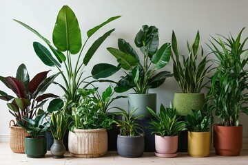 Fototapeta premium Diverse Green Plant Assortment for Vibrant Indoor Gardens