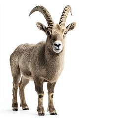 Alpine ibex isolated on white background