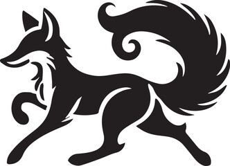 Obraz premium A playful running fox silhouette with a curled tail vector