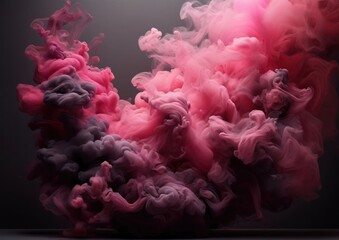 Obraz premium Ethereal Pink Smoke on Black Background Abstract Art for Graphic use. Soft Flowing Gradient
