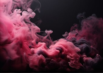 Obraz premium Ethereal Pink Smoke on Black Background Abstract Art for Graphic use. Soft Flowing Gradient