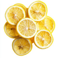 Sliced Yellow Lemons Arranged in a Cluster