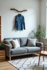 Modern Living Room with Denim Shirt Decor