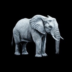 Fototapeta premium A Detailed Drawing of a Single Elephant in Profile