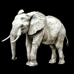 Fototapeta premium Watercolor Illustration of a Standing African Elephant