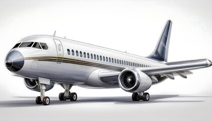 Fototapeta premium White commercial airplane in dynamic ascent isolated on white travel concept 3D Rendering, plane with path, isolated on a transparent backgroun